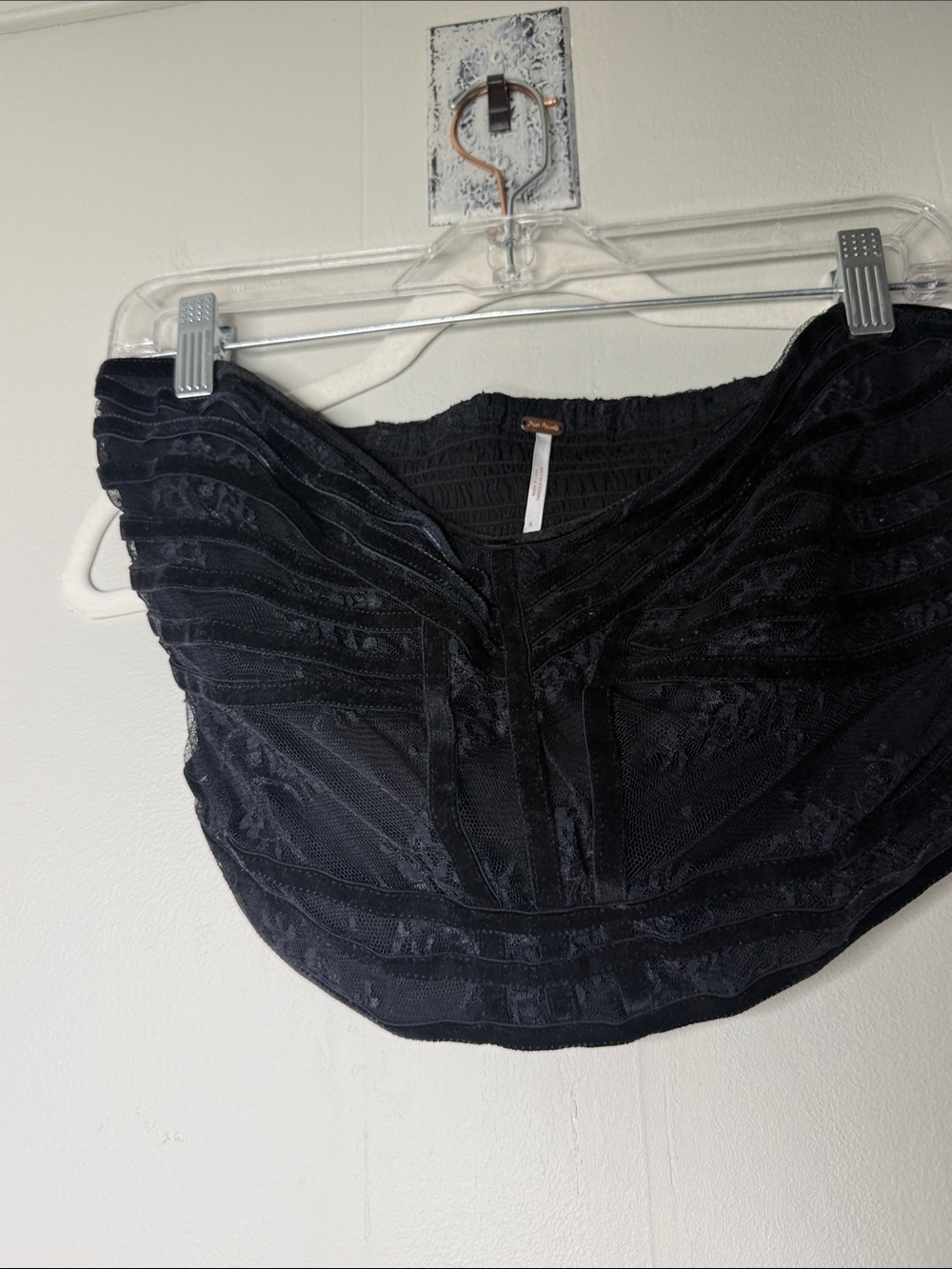 Free People Black Strapless Textured Bustier Camisole